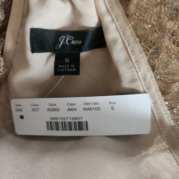 J Crew Tie-Neck Top In Metallic Gold Lace Sleeveless Women Size Small NEW - Picture 7 of 7